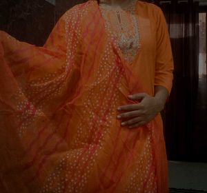 Elegant Orange Kurta Set with Dupatta