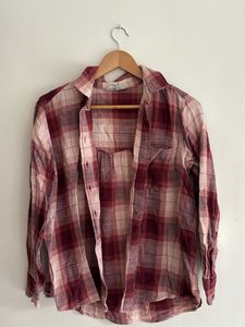 Red Plaid Button-Up Shirt