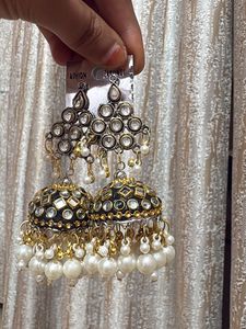 Elegant Jhumka Earrings with Pearls