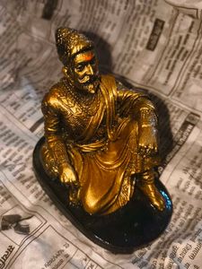 Antique Gold Shivaji Maharaj Statue