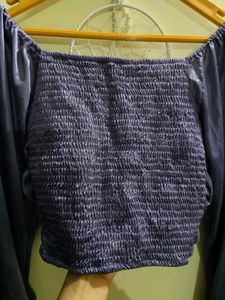 Purple Ruched Long Sleeve Top