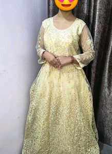 Elegant Yellow Embroidered Gown