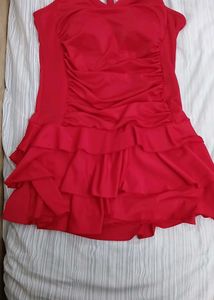 Red Ruffled Halter Swimsuit - XL Size - Brand New