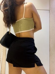 Stylish Black Skort with green sleeveless top