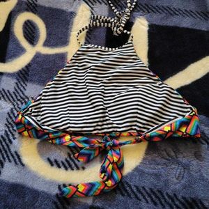 Vibrant Rainbow Geometric Bikini Top