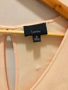 Elegant Peach Top with Lace Detail