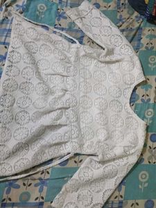 Boho Chic Embroidered White Lace Kurta
