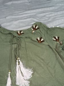 Olive Green Embroidered Kurta