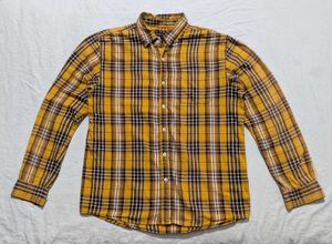 Men's Yellow Plaid Long Sleeve Shirt