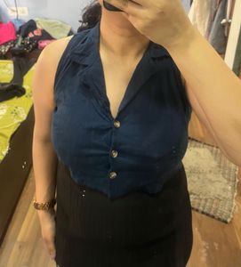 Blue Denim Button-Down Top