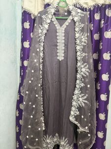 Elegant Grey Kurta Set with Dupatta