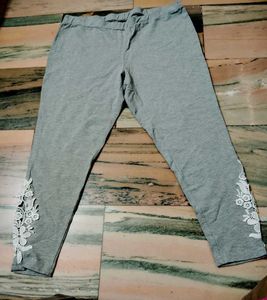 Gray Lace Detail Leggings