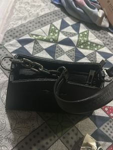 Chic Black Shoulder Bag with Chain Detail
