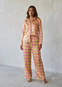 Satin Pajama Set with Fun Print (new not used)