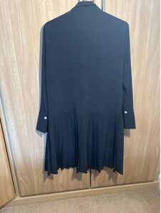 Chic Navy Pleated Shirt Dress