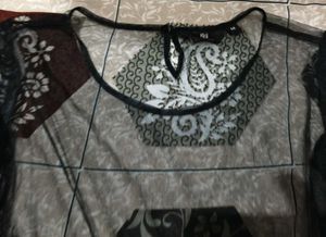 Embellished Black Sheer Top