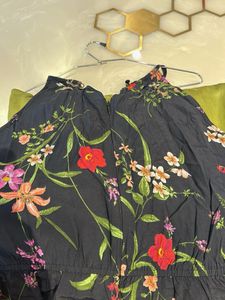 Black Floral Jumpsuit With Lace Detailing