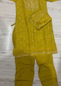 Yellow Embroidered Kurta Set with Dupatta