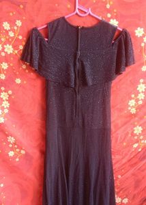 Sparkly Blue Cold Shoulder Maxi Dress