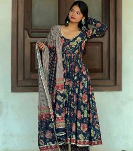 Elegant Floral Print Anarkali Suit