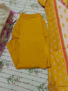yellow Printed Kurta Set with Dupatta