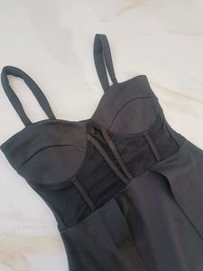 Elegant Black Sheer Panel Maxi Dress