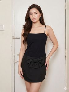 Chic Black Bow Detail Mini Dress
