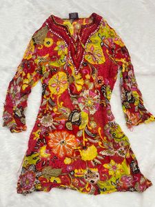 Y2k printed short kurti with Embellishments