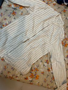 Men's Striped Band Collar Shirt