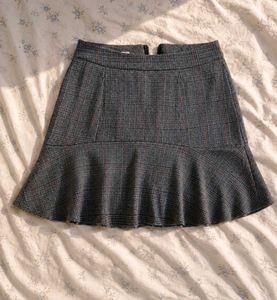 ⊹♡ Grey Plaid Flared Mini Skirt 🎀