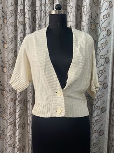 Cream Knit Cropped Cardigan