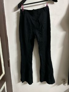 Chic Black Flare Pants with Slit Detail
