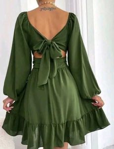 Olive Green Long Sleeve Dress