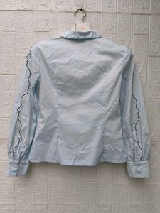 Korean Pintrest Light Blue Button-Up Shirt with Fa