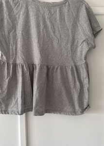 Gray V-Neck Peplum Top Bust- 34/36