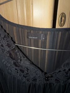 Elegant Black Sheer Lace Trim Top