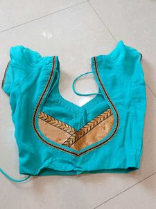 Elegant Blue Embroidered Saree