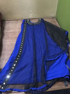 Royal Blue Kurta with Mirror Work