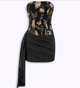 Elegant Black Floral Corset Dress