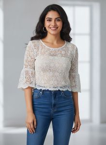 Elegant White Lace Top💥