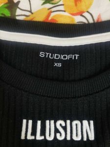 Black Ribbed Illusion Top