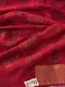 Elegant Red Saree with Golden Border