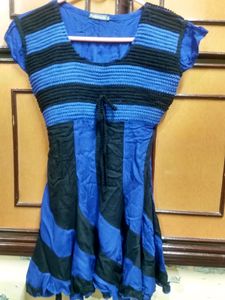 Black And Dark Blue Causal Wear Dress