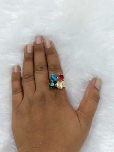 Colorful Gemstone Cluster Ring
