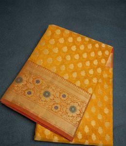 Banarasi Silk Saree With Zari Patterns | orange