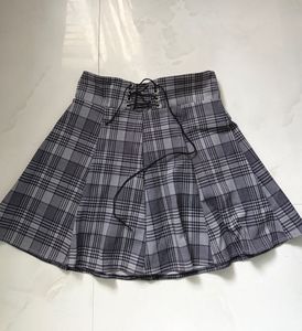 Plaid Lace-Up Mini Skirt