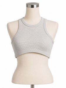 Ribbed Grey Sports Bra Tank Top