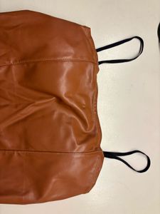 Faux Leather Spaghetti Strap Top