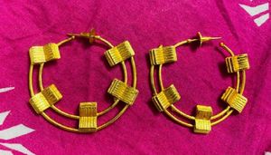 Golden Hoop Earrings with Unique Design