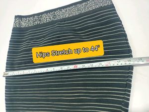 Striped Mini Skirt with Embellished Waistband
